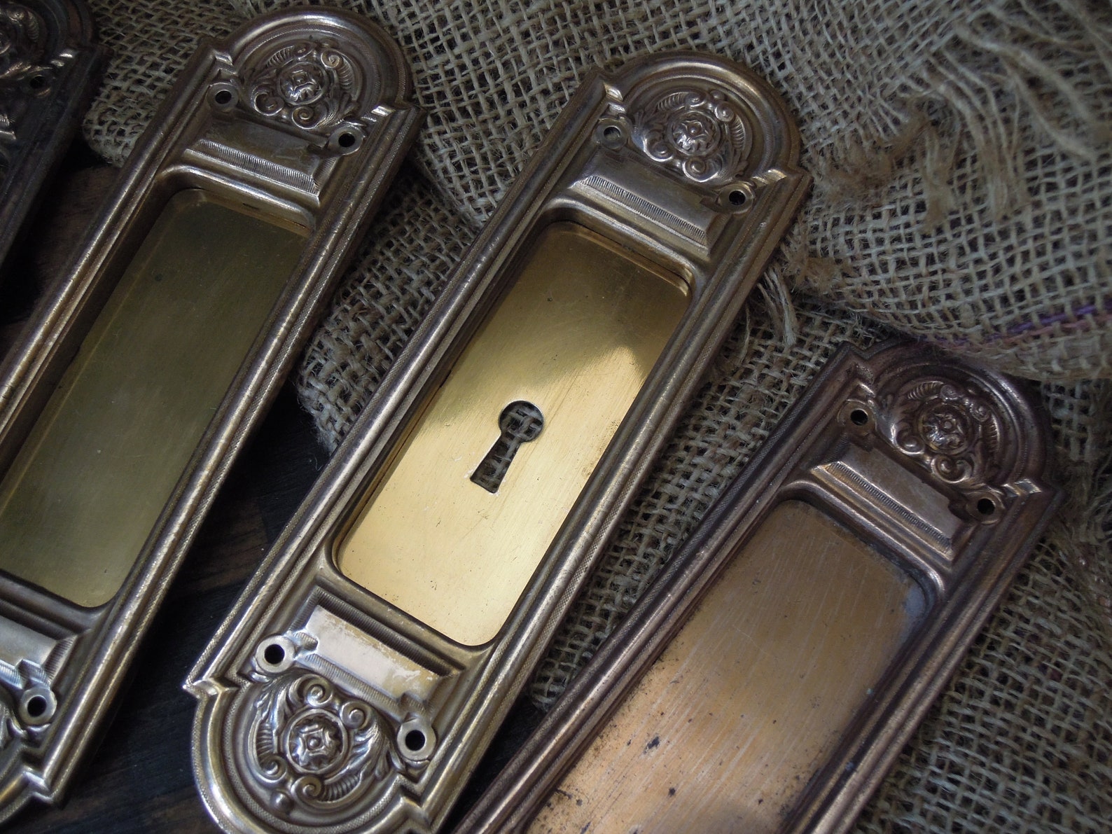 Antique Door Push Plates / 1800's Brass Door Plates / Etsy