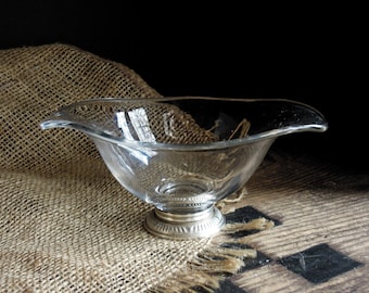 Vintage Sterling & Glass Gravy Boat / Holiday Serving