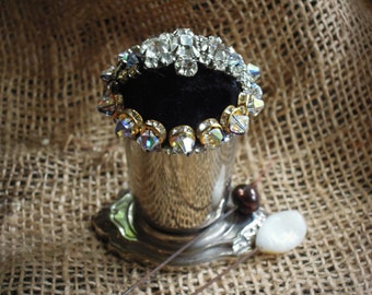Vintage Silver Plate Creamer Pincushion / Vintage Fabric Pincushion / Hand Crafted Pin Cushion / OOAK Pin Cushion / Sewing