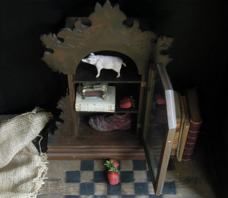 Antique Clock Curio Cupboard Victorian Wood Clock Cabinet Storage Box Wall Cupboard Display Cabinet Rustic