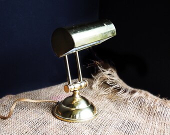 Vintage Small Brass Piano Lamp / Jointed Arms Desk or Table Lamp