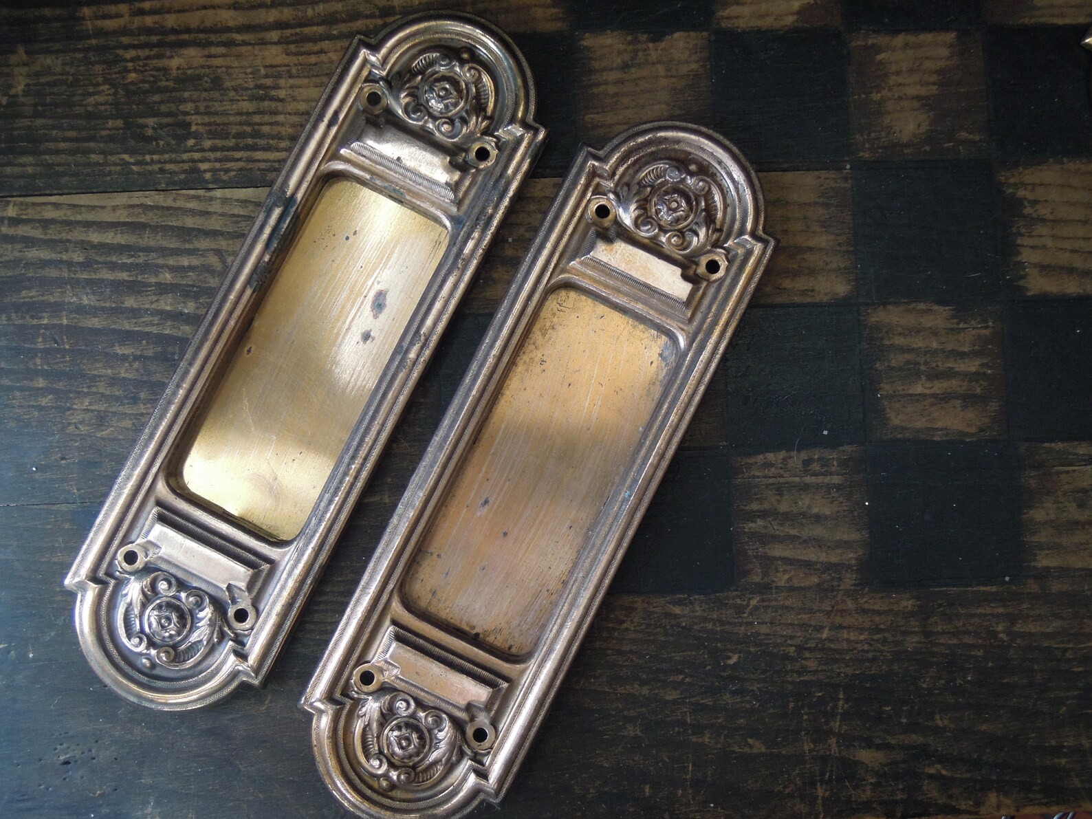 Antique Door Push Plates / 1800's Brass Door Plates / Etsy