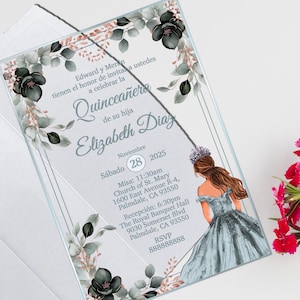 Silver Acrylic Quinceañera Invitation: Elegant Clear Invite