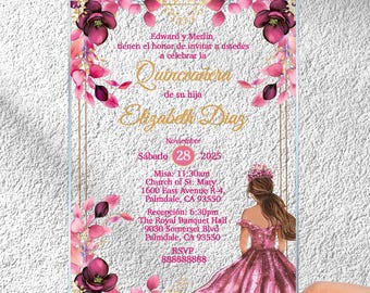 Pink Acrylic Quinceañera Invitation: Elegant Clear Sweet Sixteen Invite