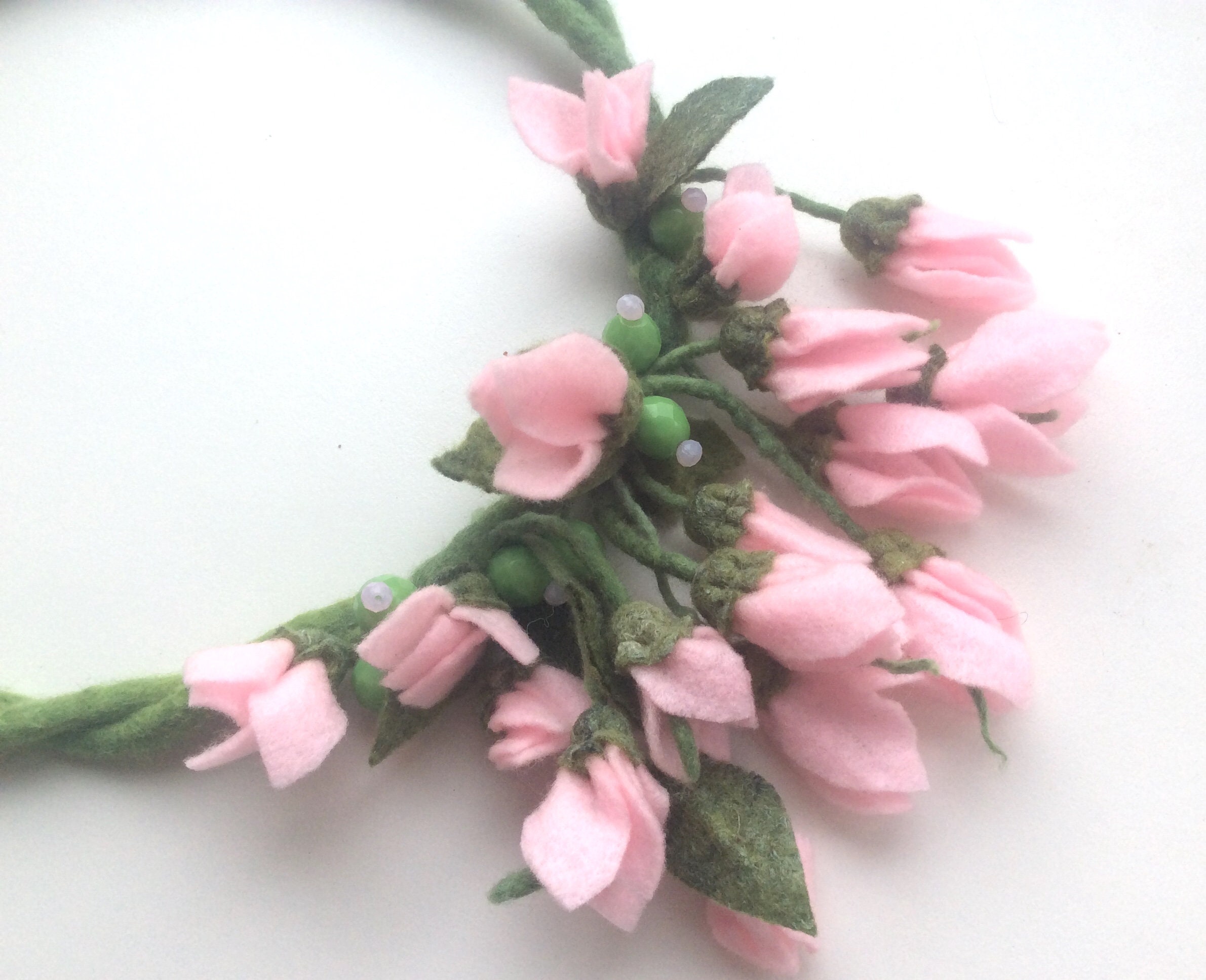 Felt Flowers Necklace Romantic Handmade Necklace Felt Necklace Floral ...