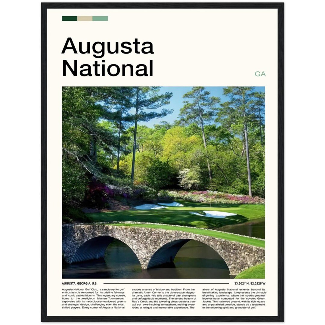 Augusta National Golf Course Poster Georgia Landscape Wall Art - Etsy