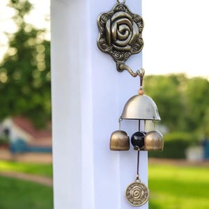 Handmade Metal Wind Chime – Artistic Copper & Brass Wall Hanging Bell – Vintage Garden Decor – Outdoor Feng Shui Charm – Unique Artisan Gift