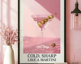 Pink Martini Cocktail Print: Y2K Boho Bar Cart Art (Digital Download)