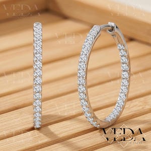 2Ct Round Cut Real Moissanite, 14K White Gold Plated, Birthstone Jewelry, Dainty and Sparkly, Perfect for Weddings, Elegant Everyday Jewelry