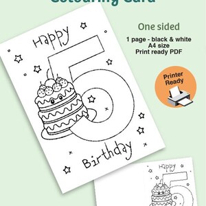 Cartão de Feliz Aniversário para Colorir - Cartão para Colorir, Atividade Divertida Faça Você Mesmo para Crianças, Download Digital, Imprimir em Casa, Aniversário