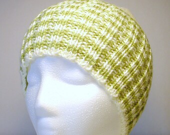 Irish Flag Striped Knit Beanie Hat, Green, White & Orange 