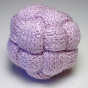 Purple Baby Ball Toy, Hand Knit Braided Stress Ball, Soft Baby Rattle