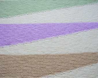 Hand-Knit Baby Blanket Afghan Multicolored, Gender Neutral Shower Gift