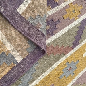 Handmade Kilim Runner Rug, Wool Jute Rug, Oriental Turkish Navajo Kilim Carpet, Flatweave Indian Dhurrie Rug, Home Decor Jute Area Wool Rug