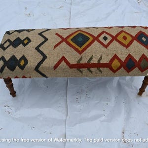 Handmade Kilim Ottoman Bench: Turkish Rug Design, Upholstered Footstool