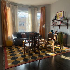Handwoven Wool Jute Kilim Rug: Bohemian Farmhouse Decor