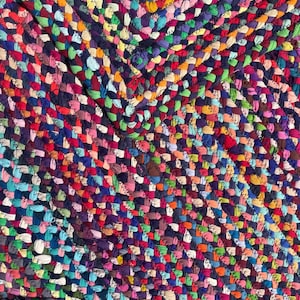 Handmade Braided Cotton Round Rug: Bohemian Style Area Rug