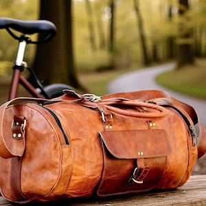 Leather Duffle Bag Handmade Leather Weekender Gym Bag Men Vacation Duffel Bag Travel Bag Overnight Bag, Leather Holdall
