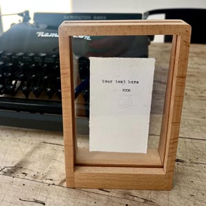 Custom typewriter print on watercolour paper in floating frame- personalised anniversary gift or engagement present- your quote or words.