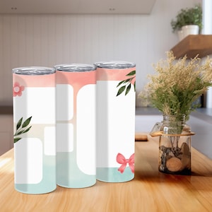 Custom Photo Tumbler, Personalized 20oz Skinny Tumbler, Photo Collage Tumbler, Minimalist Design, Gift for Her, Custom Photo Gift