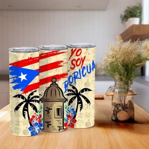 Soy Boricua Tumbler, 20oz Puerto Rican Pride Tumbler, El Morro Fort Cup, Puerto Rico Flag Drinkware, Boricua Gift