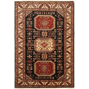 Hand-Knotted Sultani Mamluk Wool Rug – 4.2 x 5.10 ft | Tribal Afghan Carpet | Vintage-Style Area Rug