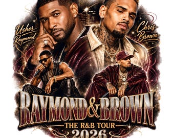 Chris Brown och Usher Raymond R&B-turné 2026 PNG-paket | Vintage rap-tröjor | Chris Usher-konserttröjor designade | Digital nedladdning