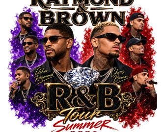 Chris Brown Usher Raymond R & B Tour 2026 PNG, Vintage Bootleg Rap Tee Sublimation Design, Hip Hop Concert Graphic Digital Sublimation File