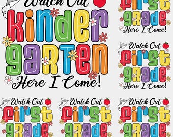 School Grade PNG Bundle, Pre-K Kindergarten First Second Third Fourth Fifth Grade, Floral Back to School Sublimation Download