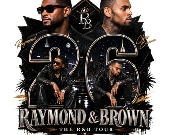 Usher and Chris Brown R&B Tour 2026 PNG, Raymond and Brown Concert Shirt Design, Vintage Bootleg Rap Tee Sublimation Digital File