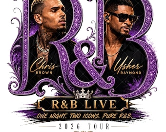 Chris Brown and Usher 2026 Tour R&B PNG | Purple and Gold Concert Shirt Graphic | Raymond and Brown Digital Print | Sublimation Download