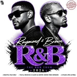 Chris Brown Usher Raymond R&B Tour 2026 PNG Bundle, Concert Fan Shirt Designs, Sublimation Digital Download, Vintage R and B Legends Tshirt