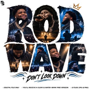Rod Wave PNG, Don't Look Down Tour Shirt Design, Vintage Bootleg Rap Tee Design, Hip Hop Rapper Digital Download, Streetwear Art File