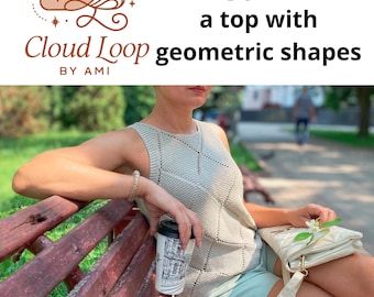 Knitting Pattern Summer Tank Top – Lacy Sleeveless Diamond Top PDF – Instant Download
