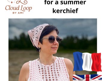 Lace Knit Kerchief Pattern: Cotton Linen Triangle Scarf (PDF Knitting Tutorial)