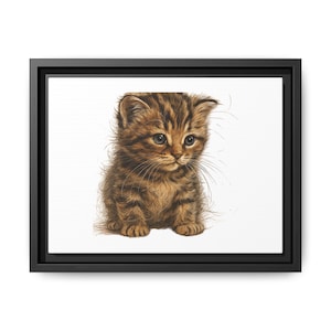 Adorable Cat Art Print  Framed Matte Canvas, Cute Kitten Decor, Pet Lover Gift, Home Wall Art, Animal Nursery Decor