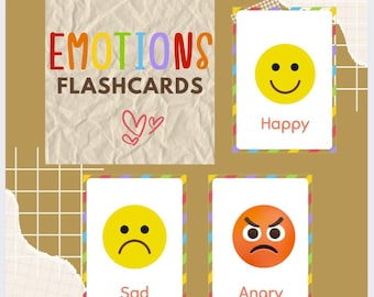 Afdrukbare emotie-flashcards – leuk leren voor kinderen | Direct downloaden door DigitalsbyJo