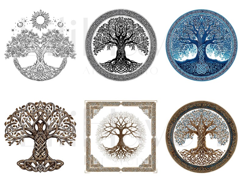 Celtic Tree of Life Clipart | 80 PNG Mythical Symbol Designs | Norse ...