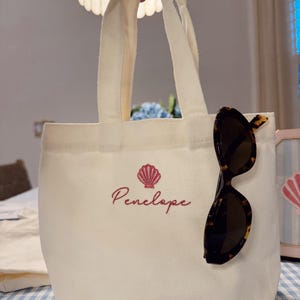 Mini tote bag, small monogram canvas bag, mini boat bag, personalized embroidered gift for friends & bachelorette party, open top tote
