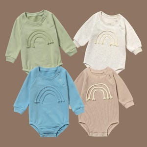 Baby Long-Sleeve Waffle Romper for Spring and Fall B7