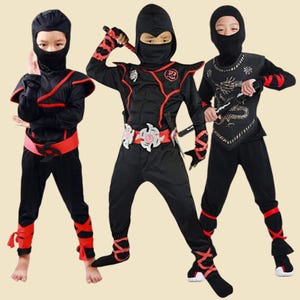 Kids Ninja Costume Set: Halloween Warrior Samurai Outfit