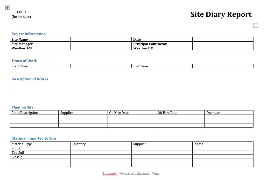 Site Diary Report Log - Etsy