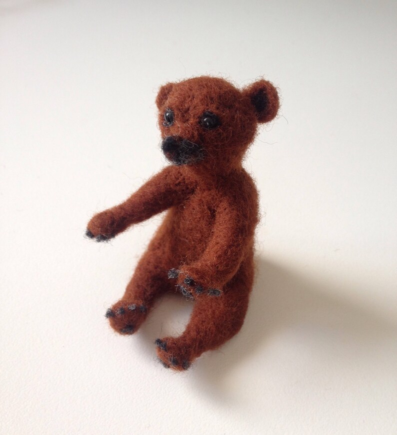 Needlefelted Animal/needle Felted Baby Bear/brown Bear /felted Etsy