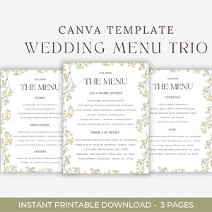 Menu de mariage et d'événement