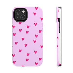 Cute Heart Phone Case, Tough Phone Case, Pink Heart Phone Cover, Valentine&#39;s Day Gift, Cute Accessories for Her
