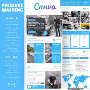Druckwaschservice Canva Website | Bearbeitbare Website Vorlage | Druckwäsche Website