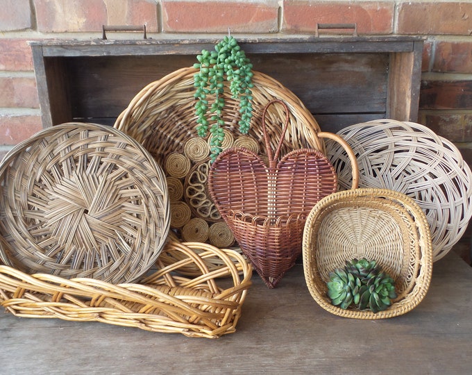 Vintage WALL BASKET SET Set of 7 Wall Baskets Gallery Wall Etsy