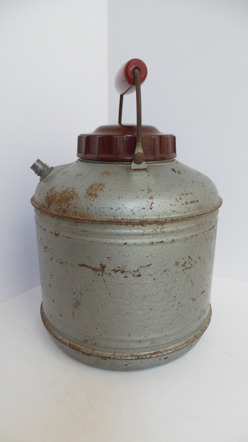 Vintage WATER COOLER Camp Canteen Silver Metal Water Jug Etsy