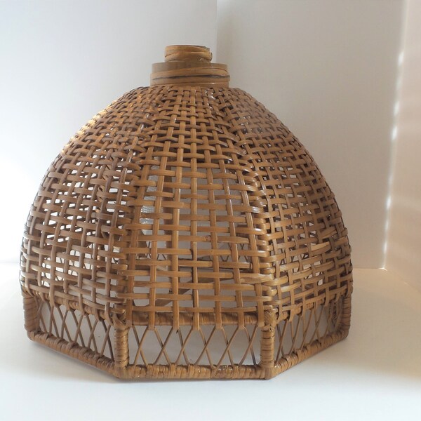 Vintage Rattan Hanging Light Fixture, Boho Rattan Light, Rattan Swag Light, Natural Style Light