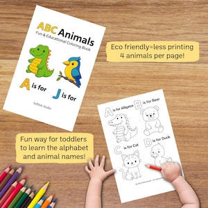 ABC Animals Coloring Book for Toddlers – Printable Alphabet Activity with Cute Animal Letters – Fun Educational Learning Pages for Kids
